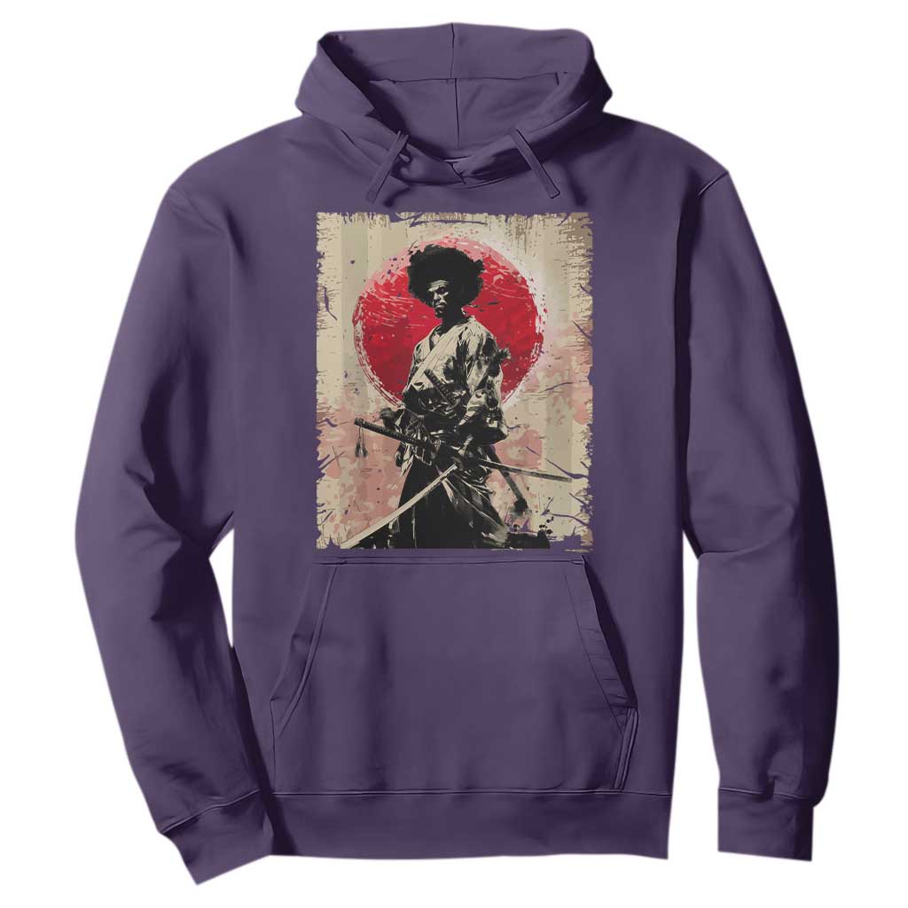 Funny African America Samurai Hoodie Japanese Art Black Warrior Fighter TS11 Purple Print Your Wear