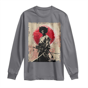 Funny African America Samurai Long Sleeve Shirt Japanese Art Black Warrior Fighter TS11 Charcoal Print Your Wear