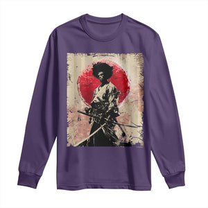 Funny African America Samurai Long Sleeve Shirt Japanese Art Black Warrior Fighter TS11 Purple Print Your Wear