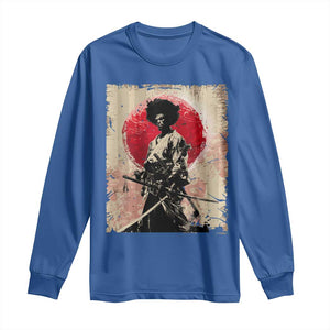Funny African America Samurai Long Sleeve Shirt Japanese Art Black Warrior Fighter TS11 Royal Blue Print Your Wear