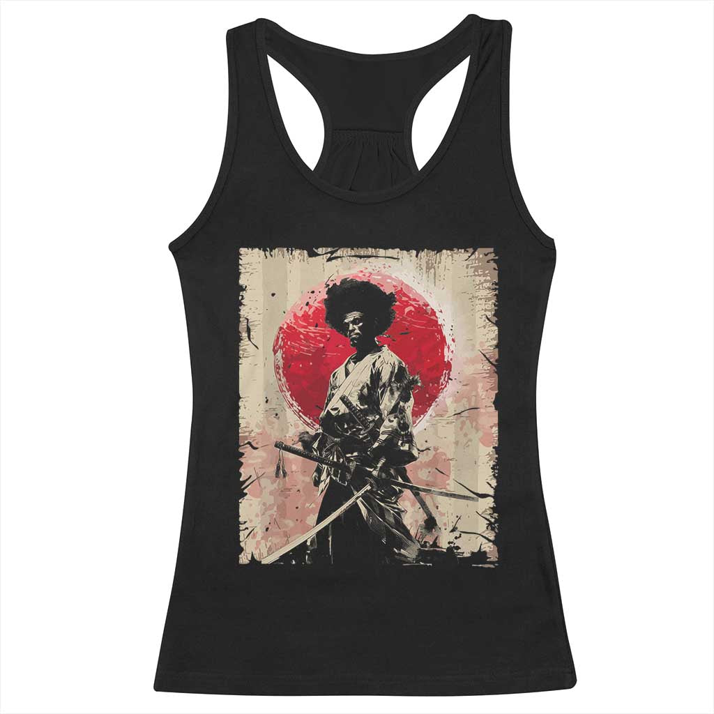 Funny African America Samurai Racerback Tank Top Japanese Art Black Warrior Fighter TS11 Black Print Your Wear