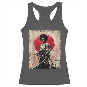 Funny African America Samurai Racerback Tank Top Japanese Art Black Warrior Fighter TS11 Dark Heather Print Your Wear