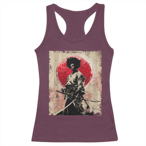 Funny African America Samurai Racerback Tank Top Japanese Art Black Warrior Fighter TS11 Maroon Print Your Wear