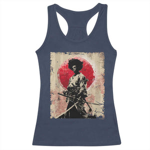 Funny African America Samurai Racerback Tank Top Japanese Art Black Warrior Fighter TS11 Navy Print Your Wear