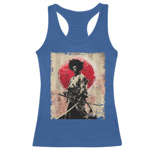 Funny African America Samurai Racerback Tank Top Japanese Art Black Warrior Fighter TS11 Royal Blue Print Your Wear