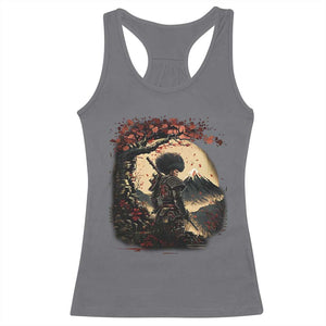 Funny African America Samurai Racerback Tank Top Japanese Art Black Warrior Sakura TS11 Charcoal Print Your Wear