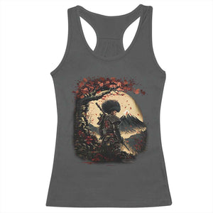 Funny African America Samurai Racerback Tank Top Japanese Art Black Warrior Sakura TS11 Dark Heather Print Your Wear