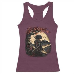 Funny African America Samurai Racerback Tank Top Japanese Art Black Warrior Sakura TS11 Maroon Print Your Wear