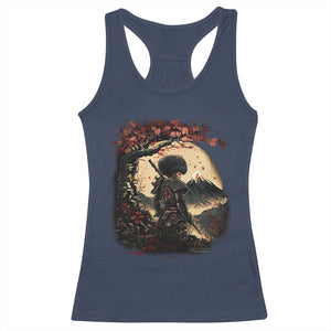 Funny African America Samurai Racerback Tank Top Japanese Art Black Warrior Sakura TS11 Navy Print Your Wear