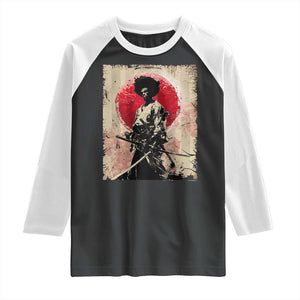 Funny African America Samurai Raglan Shirt Japanese Art Black Warrior Fighter TS11 Black White Print Your Wear
