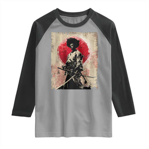 Funny African America Samurai Raglan Shirt Japanese Art Black Warrior Fighter TS11 Sport Gray Black Print Your Wear