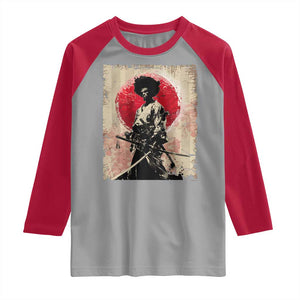 Funny African America Samurai Raglan Shirt Japanese Art Black Warrior Fighter TS11 Sport Gray Red Print Your Wear