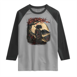 Funny African America Samurai Raglan Shirt Japanese Art Black Warrior Sakura TS11 Sport Gray Black Print Your Wear