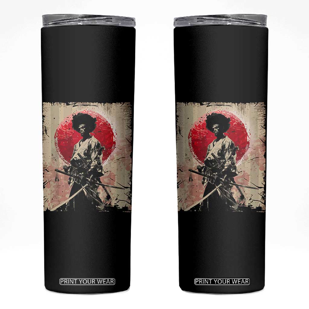 Funny African America Samurai Skinny Tumbler Japanese Art Black Warrior Fighter TS11 Black Print Your Wear