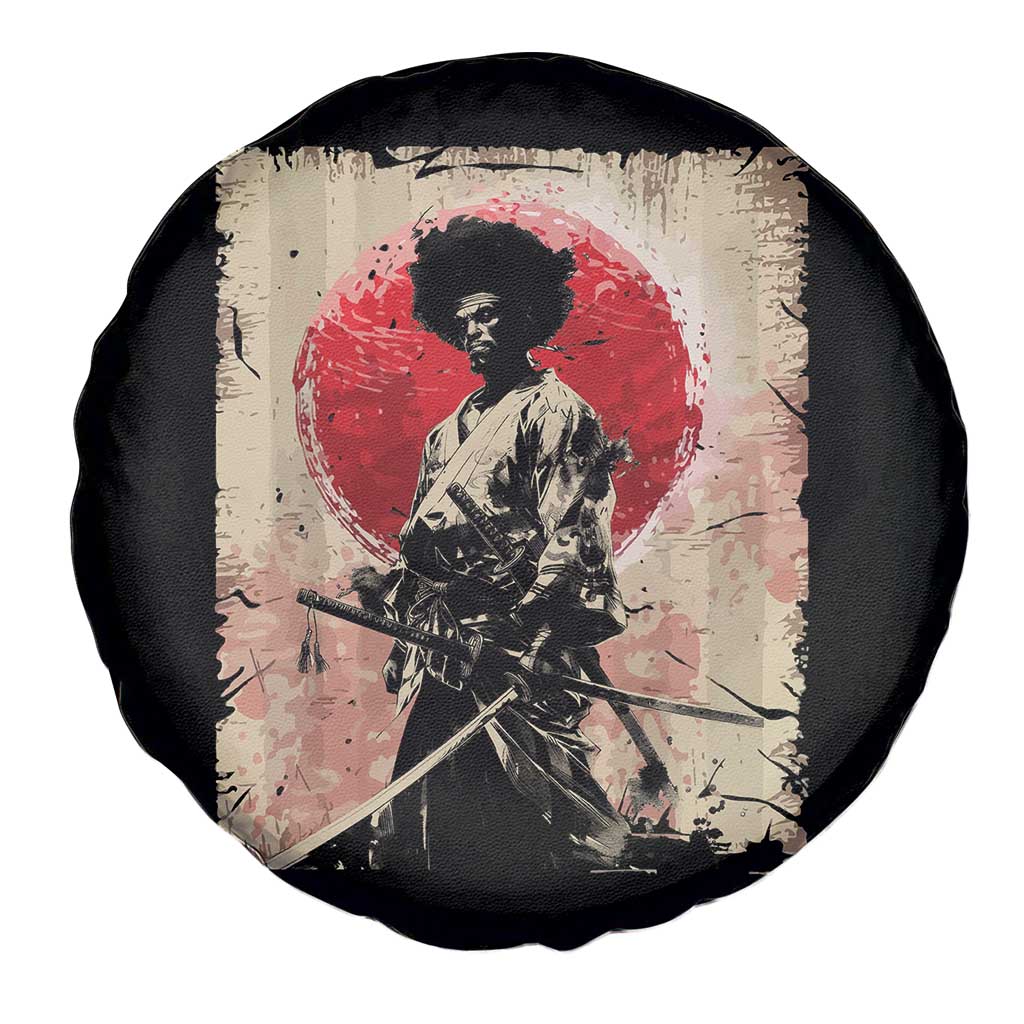 Funny African America Samurai Spare Tire Cover Japanese Art Black Warrior Fighter TS11 Print Your Wear