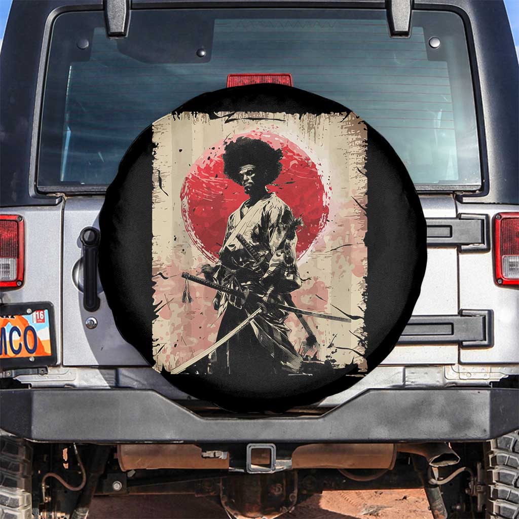 Funny African America Samurai Spare Tire Cover Japanese Art Black Warrior Fighter TS11 No hole Black Print Your Wear