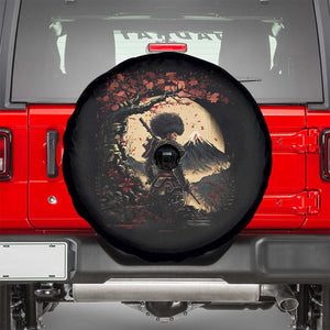 Funny African America Samurai Spare Tire Cover Japanese Art Black Warrior Sakura TS11 Black Print Your Wear