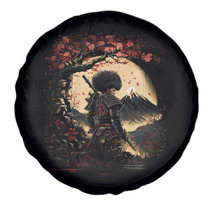 Funny African America Samurai Spare Tire Cover Japanese Art Black Warrior Sakura TS11 Print Your Wear