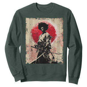 Funny African America Samurai Sweatshirt Japanese Art Black Warrior Fighter TS11 Dark Forest Green Print Your Wear