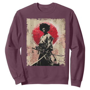 Funny African America Samurai Sweatshirt Japanese Art Black Warrior Fighter TS11 Maroon Print Your Wear