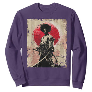 Funny African America Samurai Sweatshirt Japanese Art Black Warrior Fighter TS11 Purple Print Your Wear