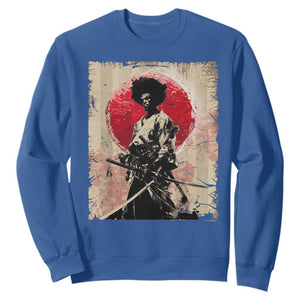Funny African America Samurai Sweatshirt Japanese Art Black Warrior Fighter TS11 Royal Blue Print Your Wear