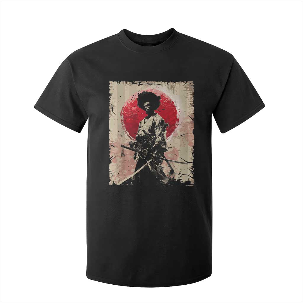 Funny African America Samurai T Shirt For Kid Japanese Art Black Warrior Fighter TS11 Black Print Your Wear