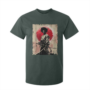 Funny African America Samurai T Shirt For Kid Japanese Art Black Warrior Fighter TS11 Dark Forest Green Print Your Wear