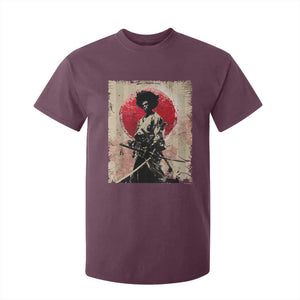 Funny African America Samurai T Shirt For Kid Japanese Art Black Warrior Fighter TS11 Maroon Print Your Wear