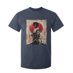 Funny African America Samurai T Shirt For Kid Japanese Art Black Warrior Fighter TS11 Navy Print Your Wear