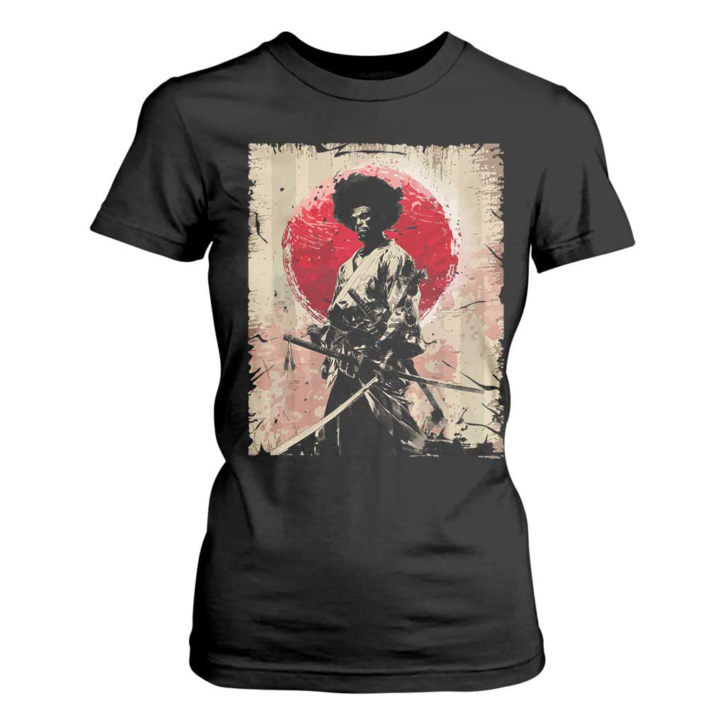 Funny African America Samurai T Shirt For Women Japanese Art Black Warrior Fighter TS11 Black Print Your Wear