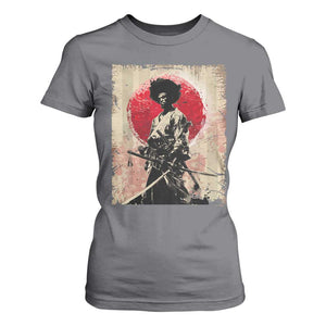 Funny African America Samurai T Shirt For Women Japanese Art Black Warrior Fighter TS11 Charcoal Print Your Wear