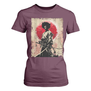 Funny African America Samurai T Shirt For Women Japanese Art Black Warrior Fighter TS11 Maroon Print Your Wear