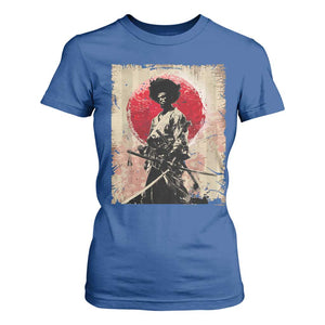 Funny African America Samurai T Shirt For Women Japanese Art Black Warrior Fighter TS11 Royal Blue Print Your Wear