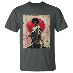 Funny African America Samurai T Shirt Japanese Art Black Warrior Fighter TS11 Dark Heather Print Your Wear