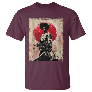 Funny African America Samurai T Shirt Japanese Art Black Warrior Fighter TS11 Maroon Print Your Wear