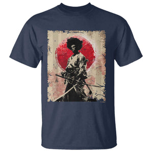Funny African America Samurai T Shirt Japanese Art Black Warrior Fighter TS11 Navy Print Your Wear