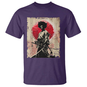 Funny African America Samurai T Shirt Japanese Art Black Warrior Fighter TS11 Purple Print Your Wear