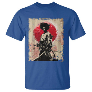 Funny African America Samurai T Shirt Japanese Art Black Warrior Fighter TS11 Royal Blue Print Your Wear