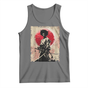 Funny African America Samurai Tank Top Japanese Art Black Warrior Fighter TS11 Black Heather Print Your Wear