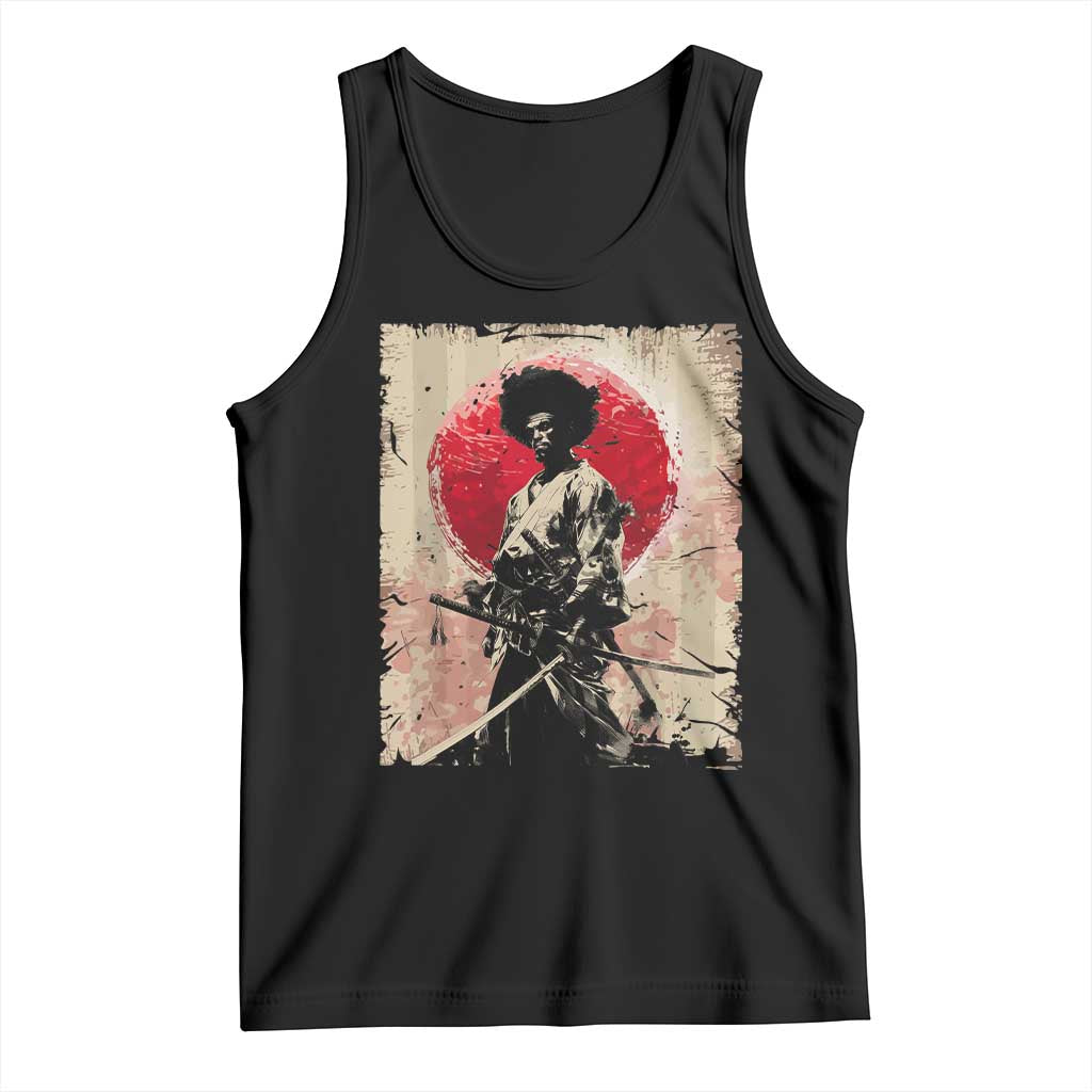 Funny African America Samurai Tank Top Japanese Art Black Warrior Fighter TS11 Black Print Your Wear