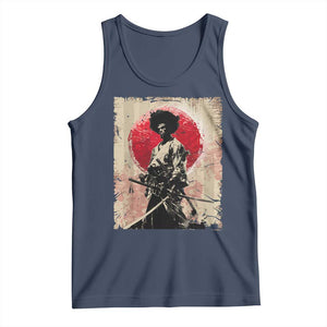 Funny African America Samurai Tank Top Japanese Art Black Warrior Fighter TS11 Navy Print Your Wear