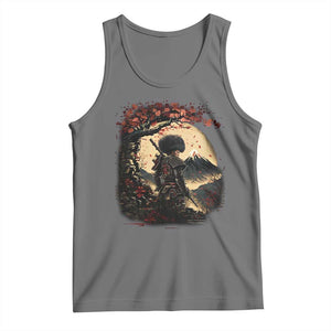 Funny African America Samurai Tank Top Japanese Art Black Warrior Sakura TS11 Black Heather Print Your Wear