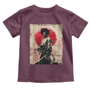 Funny African America Samurai Toddler T Shirt Japanese Art Black Warrior Fighter TS11 Maroon Print Your Wear