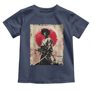 Funny African America Samurai Toddler T Shirt Japanese Art Black Warrior Fighter TS11 Navy Print Your Wear