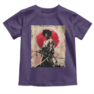 Funny African America Samurai Toddler T Shirt Japanese Art Black Warrior Fighter TS11 Purple Print Your Wear