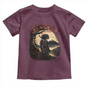 Funny African America Samurai Toddler T Shirt Japanese Art Black Warrior Sakura TS11 Maroon Print Your Wear