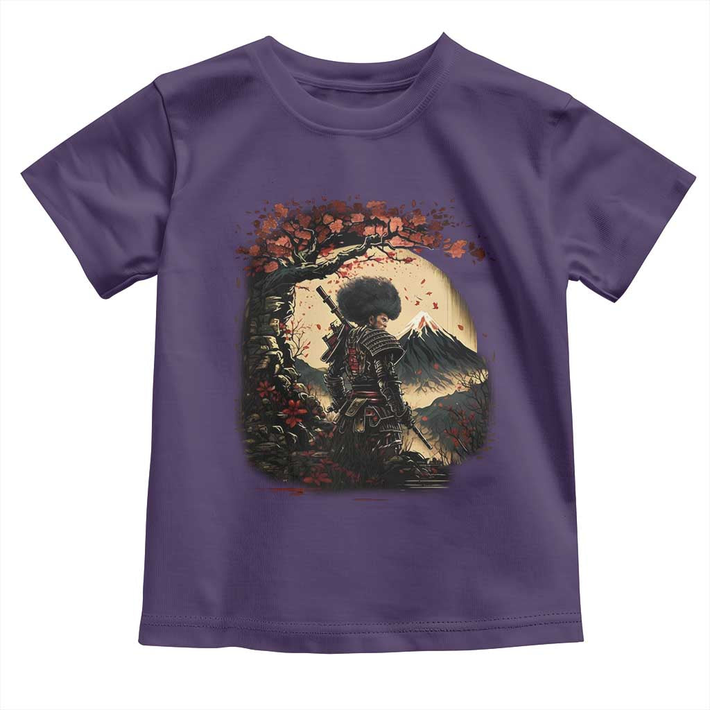 Funny African America Samurai Toddler T Shirt Japanese Art Black Warrior Sakura TS11 Purple Print Your Wear
