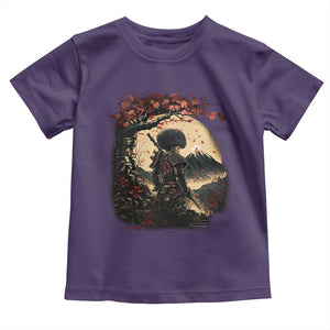 Funny African America Samurai Toddler T Shirt Japanese Art Black Warrior Sakura TS11 Purple Print Your Wear