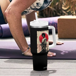 Funny African America Samurai Tumbler With Handle Japanese Art Black Warrior Fighter TS11 Print Your Wear